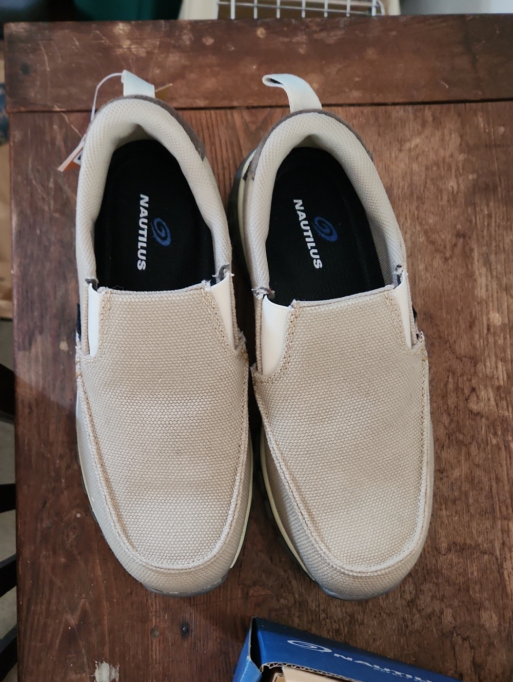 Nautilus Beige Canvas Slip-On Loafers